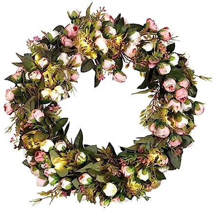 Garneck Dekorativer Hochzeitskranz Mit -lichtern Kleiner Rosa Rosenkranz Für Hochzeitsfeiern Festlichkeiten Und Wohnaccessoires Für Innen Und Außendekoration