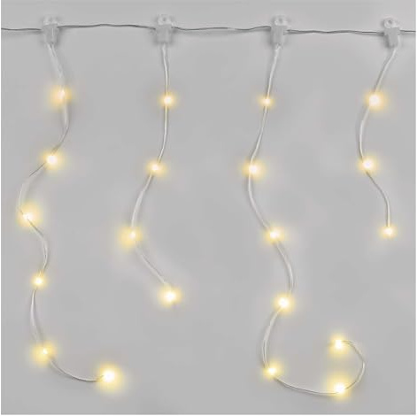 EMOS LED-Eisregen Lichterkette, 54 LEDs Drop Lichterkette, 1,7m lange Weihnachtslichterkette + 5m Zuleitung inkl. Netzteil, 8 Lichtmodi für Partys, Weihnachten, IP44 für Innen und Außen, warmweiß