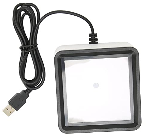ASHATA Kabelgebundener USB-2D-1D-Barcode-Scanner, Tragbarer Barcode-Scanner, Freihändiger Desktop-Barcode-Leser für Mobile Zahlungen, mit USB-Kabel, Unterstützung für Sprachübertragung,