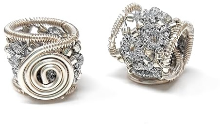 Dreadperlen 12 Silber Metallic Spirale 2 Stück Dreadschmuck Haarschmuck für Dreadlocks, Braids und Hochsteckfrisuren