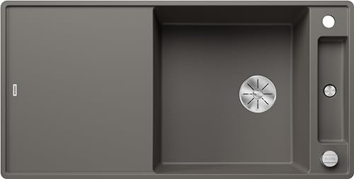 BLANCO AXIA III XL 6 S-F | Granitspüle aus SILGRANIT vulkangrau | mit | [99x50x20,2cm] | für 60 cm breite Unterschränke | mit Holzschneidbrett | Reinigungsfreundlich | Einbauart: Flächenbündig