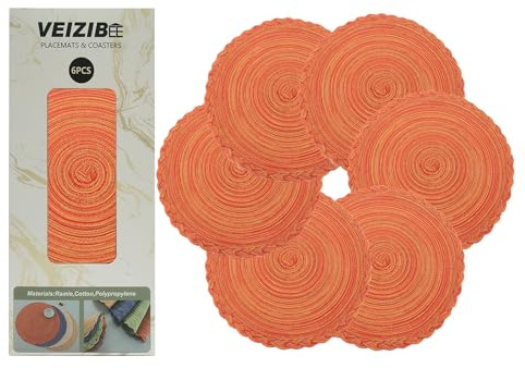 Platzset Gewebte runde Tischsets 6er 30cm Untersetzer Tischmatten Hitzebeständige Geflochtene Tischsets Waschbare Runde Hand gewebte Platzmatten Untersetzer für Küche Esstisch Europäische Art