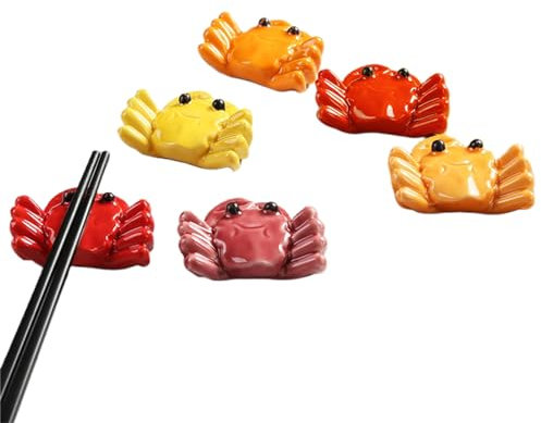 SerendipitousWhisper 6 Pièces Crabe Créative Porte-Baguettes,Baguettes en Céramique Support,Repos Cuillère Fourchette Porte-Baguettes pour Cuillères,Couteaux,Fourchettes,Baguettes