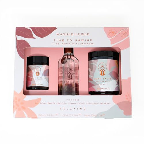 Upper Canada Time to Unwind Wild Rose Relaxing Bath Gift Set Wanderflower