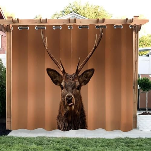 buyluhn REH Outdoorvorhänge Wetterfest Tier Outdoor Vorhänge Wasserdicht Balkon Vorhang Außen 2er Set Outdoor Vorhang mit Ösen Outdoor Gardinen für Pavillon Terrasse, 213x213cm