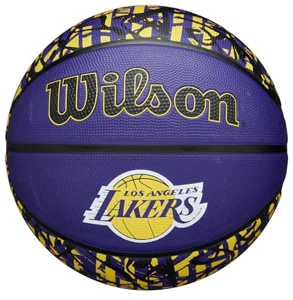 WILSON NBA Team Graffiti Basketball - Los Angeles Lakers, Size 7-29.5