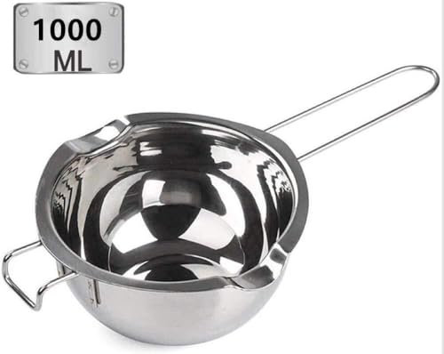 Hengdai Stainless Steel Double Boiler Pot with 1000ML for Melting Chocolate, Candy and Candle Making (18/8 Steel, Universal Insert) (1000ML)