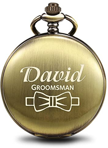 TREEWETO Taschenuhr mit Gravur Personalisierte Graviert Geschenk für Best Man Quarz Fobwatch Bräutigam Geschenke Für Hochzeit Trauzeuge Hochzeitsgeschenk