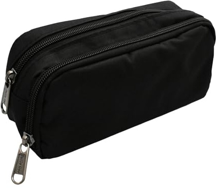 Aomhrek Estuche Escolar 2 Compartimentos, Estuche Niño, Estuches Escolares, Estuche Negro Organizador de Gran Capacidad para Material Escolar, Artístico y de Oficina