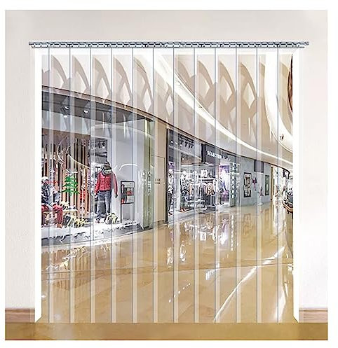 PVC-Streifenvorhang, Türvorhang aus glattem PVC-Kunststoffstreifen, Türvorhang aus Kunststoff-Vinylstreifen, Thermisch isolierter, transparenter, klarer PVC-Vorhang(195x300cm/76.77x118.11in)