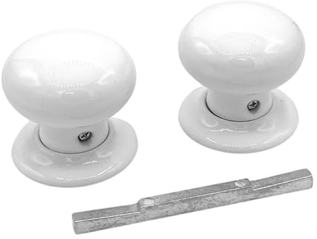 Hunta HANDLEZONE® White Ceramic Round Door Knob - 1 Pair - Fixings Included - 60mm Diameter - Interior Use