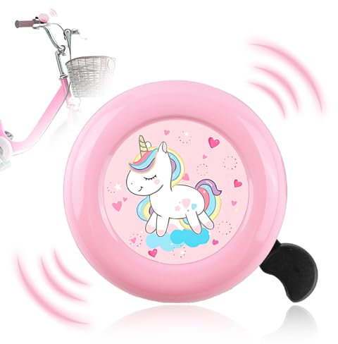 ZoeWei Fahrradklingel Kinder, Einhorn Klingel für Kinderfahrrad, Roller, Laufrad, Mountainbike, Rosa, Modern, Lenkermontage, Legierung und Kunststoff