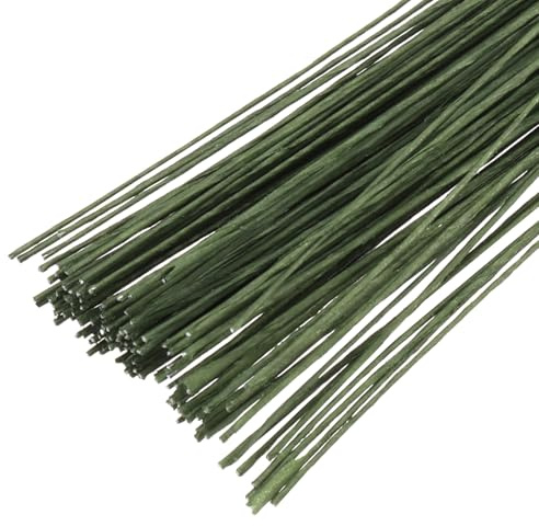 PATIKIL 120 Pcs Alambre floral 30 Gauge Alambres envueltos Verde oscuro | Alambre para tallos florales de 14 pulgadas, en papel, para manualidades florales suministros