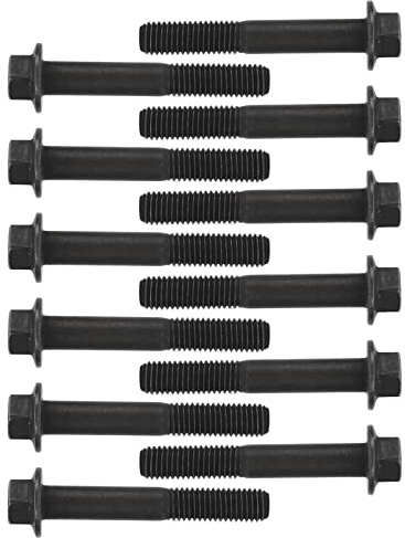 12 Pcs Exhaust Manifold Bolts Studs Set 3944593, 3901448 for Cummins 5.9 6.7 6BT QSB ISC ISL, 5.9L 6.7L