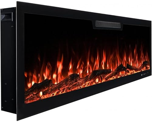 AFLAMO Chimenea Eléctrica LED Elite 107, Montaje en Pared, Efecto de Llama Multicolor, con Sonido y Calefacción (107x45x13)
