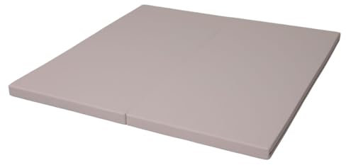 Turnmatte Sportmatte Trainingsmatte klappbare Weichbodenmatte zweiteilig faltbare 120x120x5 cm beige