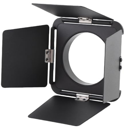 Plyisty Porte de Grange D'éclairage à 4 Feuilles pour Mini Bowens Mont Flash Light Baffle Barn Porte Barndoor Fit pour Les Lumières Vidéo, Contrôle de Lumière Réglable