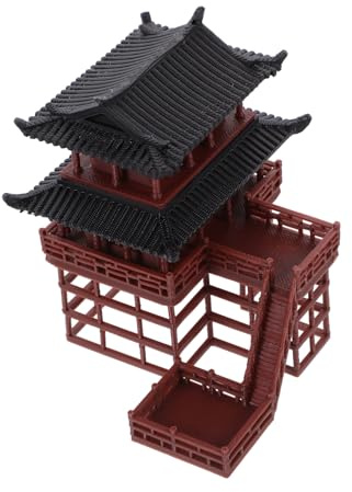 Toyvian Modèle de Bâtiment Ancien Miniature pour Aménagement Paysager Décoration d'Aquarium Résine Solide Ornement de Jardin Style Traditionnel Chinois