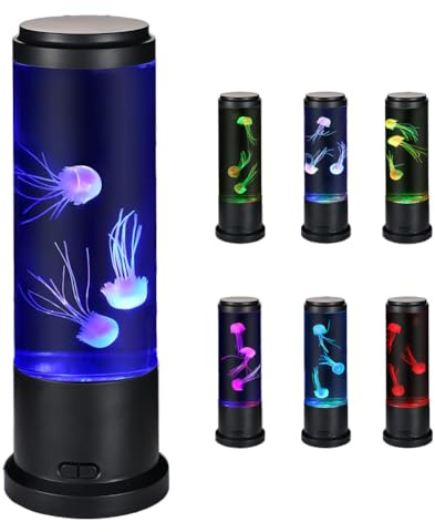 Pawtricy Jellyfish Lamp, Jelly Fish Light Lamp with Silent Water Pump, 28cm Tall Aquarium Night Light, USB Powered, Dynamic Healing Sensory Mood Light for Stress Relief and Sleep Induction