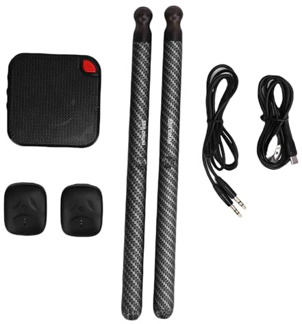 Eujgoov Virtual Air Drum Kit Quiet Electric Drum Übung Set Air Drumsticks mit 3, 5 -mm -Eingangs -Drumming -App -Lektionen Lanyard