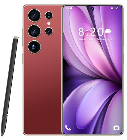 COTSRGT Upgrade S25 Ultra 5G Mobile Phones, Android 14.0 Smartphone, 7.3-inch Camera Cell Phone Original Telefone, 16GB 1TB, 8000mAh, 72MP 108MP, 3 Cards Slots,Dual Sim Free Unlocked,Red-7.3 Inch