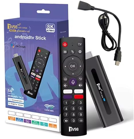 TV Stick 4K 2GB + 16GB Voice Control 4 Apps Click BT5.0 H313 WiFi5 Dual 2.4G/5G Quad-Core 64bit HDR10+ Ultra USB HD Smart TV..