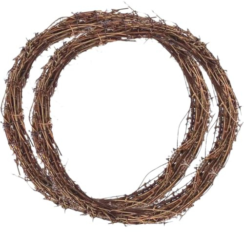 ULTECHNOVO Couronnes en Rotin Naturel Tressé la Main, Lot de 2 Couronnes de Vigne Ø 35 Cm, Cadres pour Bricolage Décoratif, Guirlande de Vigne pour Loisirs Créatifs et Décoration de Porte