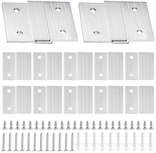 WANTOUTH 14 Stück Z-Klemmen zum Aufhängen Hochbelastbares Aufhängungssystem aus Aluminiumlegierung 5cm Spiegelaufhänger Bilderaufhänger Französische Schienen mit Schrauben für Bilder Spiegel Gemälde