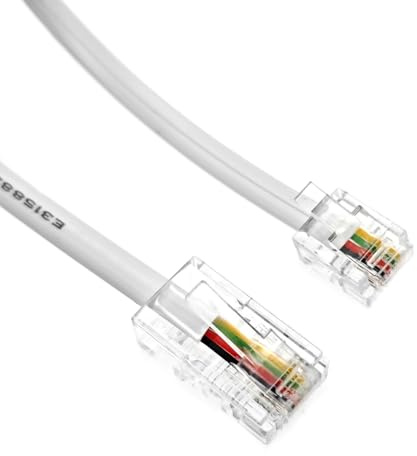 JZK 0,5M Weiß RJ11-auf-RJ45-Telefonkabel, 50CM DSL-Modemkabel, RJ11 6P4C-Stecker auf 8P4C-Stecker, Flachkabel für DSL, VDSL, Modem, Fax, Router