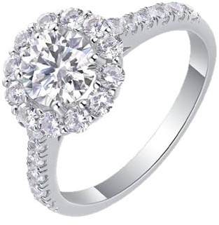 KnSam Echt Goldschmuck 18 Karat Gelbgold Au750 Hochzeitsring, Klassiker Solitärring mit Moissanit, Verlobungsring Platinum PT950, Gr.47-65
