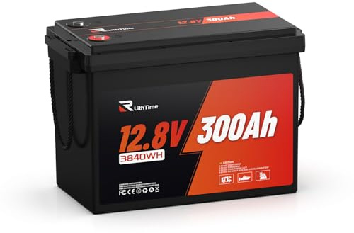 Batería Litio 12V 300Ah LiFePO4 con 3840Wh 200A BMS IP67 A-Grade Celdas 98% Eficiencia para Autocaravana Placa Solar Barco Off-Grid