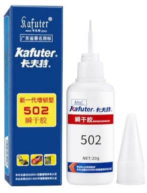 VIDOO Kafuter 502 Pegamento Instantáneo Cianoacrilato Etilo 20g Cemento Unión Curado Rápido Resistente Impacto para Embellecedor Automotriz Plástico Madera