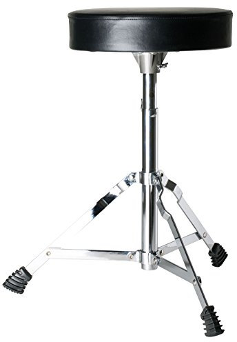 Fame D4000 Drumhocker, Einstrebig, Runde Sitzfläche, Vinylbezug, Höhenverstellbar 500-630mm, Inklusive Spindel, Verchromtes Finish, Ideal für Schlagzeuganfänger