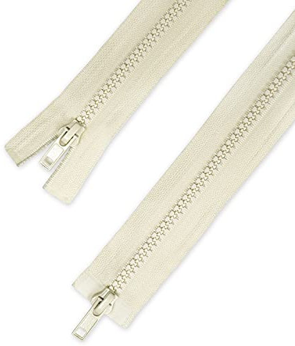 Telliswelt 2 Wege Reißverschluss - creme - mit beidseitiger Öffnung - breite Kunststoffzähne - praktisch - 3,3 cm breit - 80 cm lang