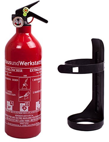 Aluminium 1kg ABC Autofeuerlöscher 'Pia' Manometer Halterung (Dauerdrucklöscher PS1-X Instandhaltungsnachweis HausundWerkstatt24)