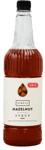 SIMPLY Sugar Free Hazelnut Syrup (1 Litre) | Low Calorie, Vegan & Nut Free Flavoured Syrup for Coffee, Cocktails & Baking