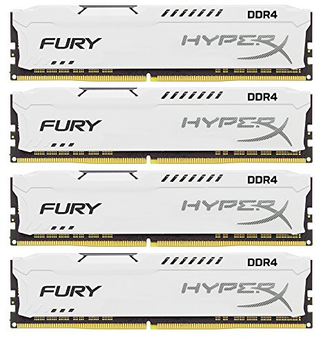 HyperX Fury - Memoria RAM de 32 GB (DDR4, Kit 4 x 8 GB, 2666 MHz, CL16, DIMM XMP, HX426C16FW2K4/32) Color Blanco