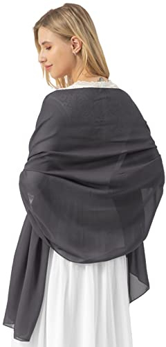 bridesmay Sommarhalsduk dam festlig sjal för aftonklänning bröllop chiffong sidenscarf, Grey, S (180cm*72cm)