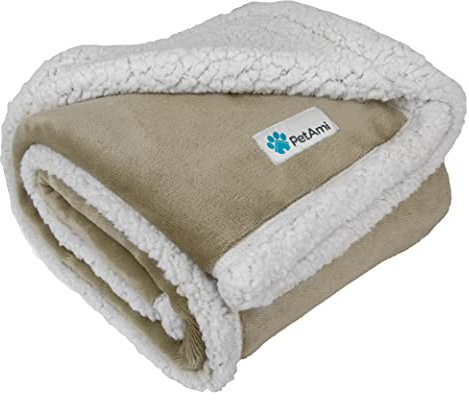 PetAmi Dog Blanket for Medium Large Dogs, Pet Bed Blanket Cat Puppy Kitten, Fleece Furniture Couch Cover Protector Sofa Car, Soft Sherpa Dog Throw Plush Reversible Washable, 40x60 Taupe