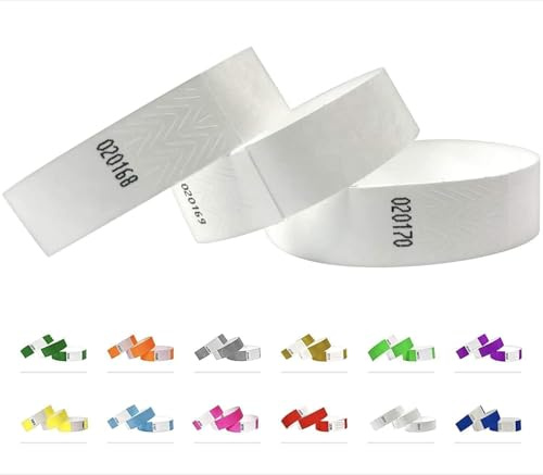 500 Eintrittsbänder aus Tyvek - Party Einlassbänder, Securebänder, Festival Armbänder, Kontrollbänder für dein Event (White)