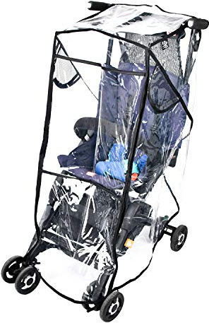 Stroller Rain Cover, Universal Black Clear Baby Travel Weather Shield for Outdoor Protection, Plastic Rain Stroller Cover for Winter Infant for Windproof, Waterproof, Protect from Sun Dust Snow
