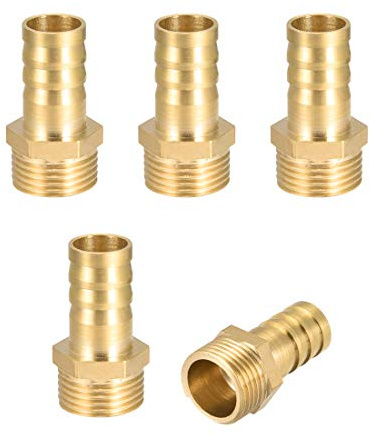 sourcing map 5 pièces Raccord cannelé tuyau en laiton connecteur 12 mm Barbeléx3/8 G Mâle Raccord Tuyau D'arrosage, Connecteur Cannelé En Laiton Pour Pompe Eau