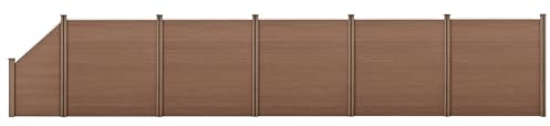 neu.holz WPC Gartenzaun mit abgeschrägtem Zaunelement 183x973cm Braun Sichtschutz Windschutz Lamellenzaun Zaun Schrägelement