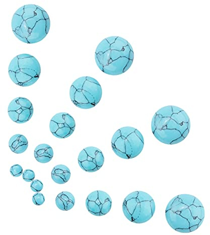 SUNNYCLUE 1 Box 100pcs 5 größen Runde Stein Cabochons Flatbacks Synthetische Türkis Edelstein Cabochon Perlen 4mm / 6mm / 8mm / 10mm / 12mm Für DIY Schmuckherstellung Kuppelkameen