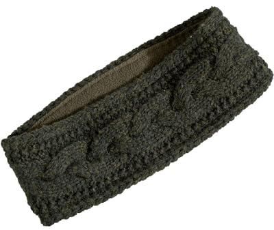 Merkel Gear Zopf-Stirnband Headband Oliv, Einheitsgröße | Modisches und funktionelles Zopfstrick Stirnband aus weichem Woll-Mischgewebe mit warmem Fleecefutter.