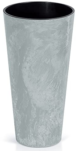 URBNLIVING Macetas altas y cortas con efecto concreto gris para interiores y exteriores (1, alta)