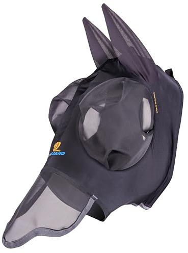 Shires - Horse Flugmask med näsa (stor häst) (ljus svart)