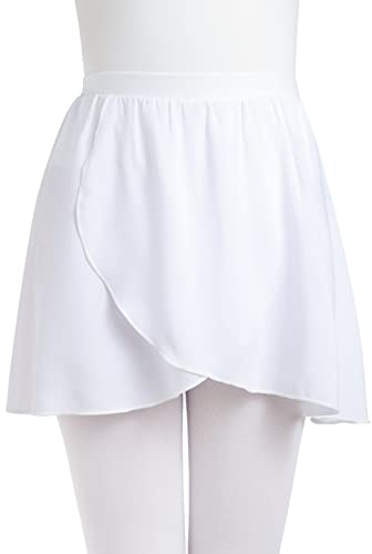 Soudittur Falda de Abrigo la Ballet Danza Pull On Gasa Falda de Baile con Cintura Elástica para Niña Mujer (M, Blanco)