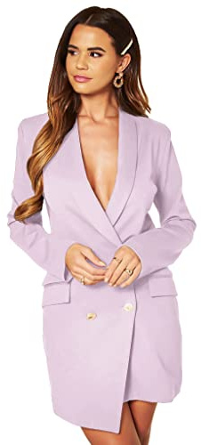 UNIQUE 21 Luxuriöses Asymmetrisches Blazerkleid für Damen, elegant, lässig, Arbeit, Büro, Veranstaltungen, Blazerkleider