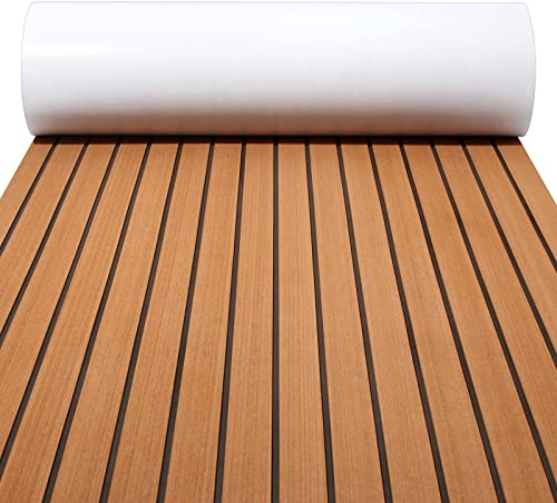 WEAFRICTCH Teca Sintetica para Suelo de Espuma EVA, Hoja de Cubierta, Estera Antideslizante, Alfombra ​autoadhesiva Tapetes para Yates Kayak Marina RV-240x90cm